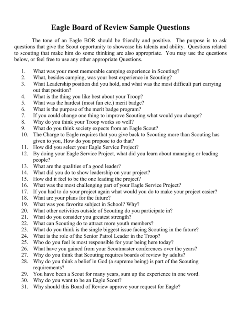 best board of review questions