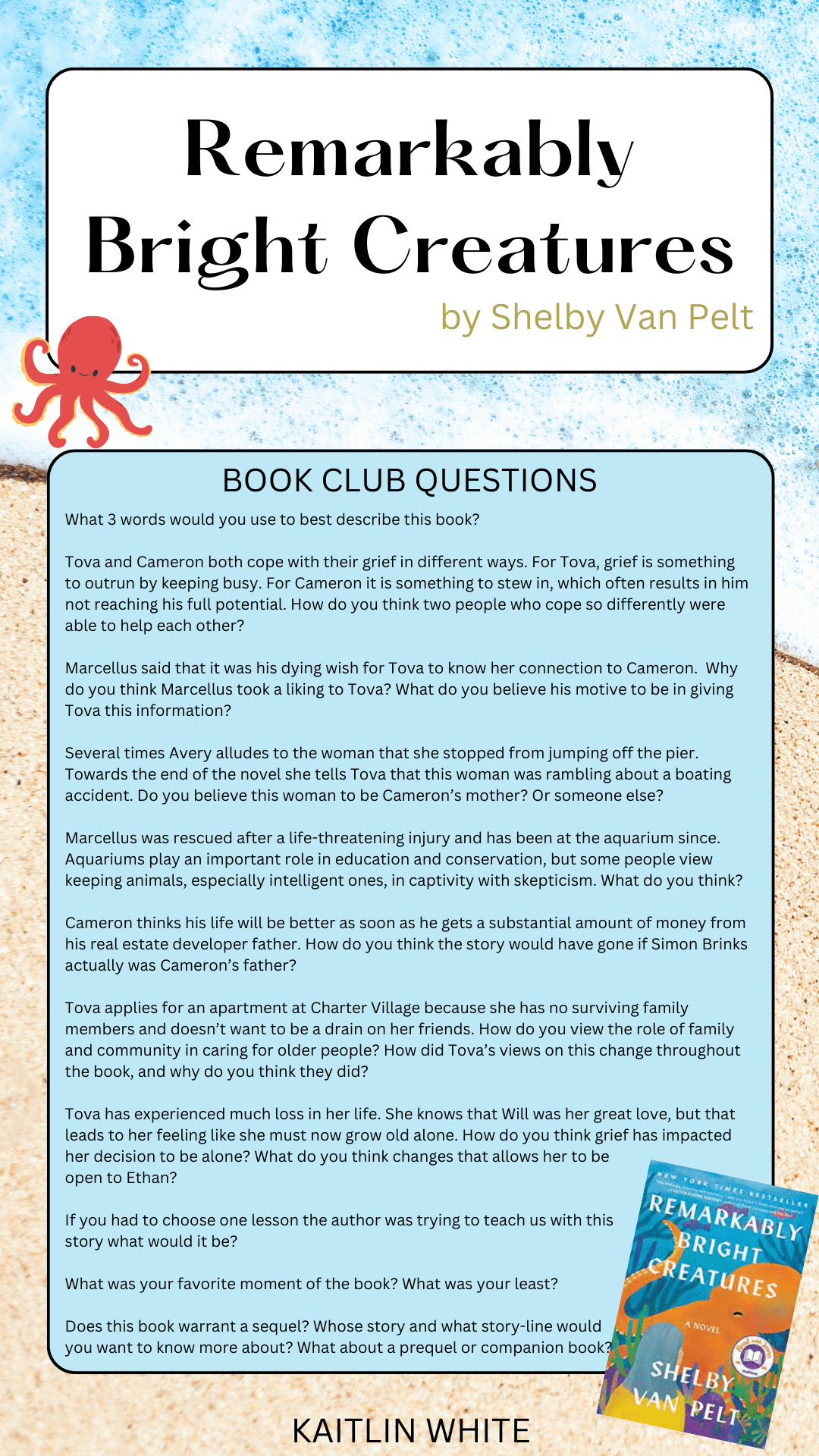 best book club questions for remarkably bright creatures