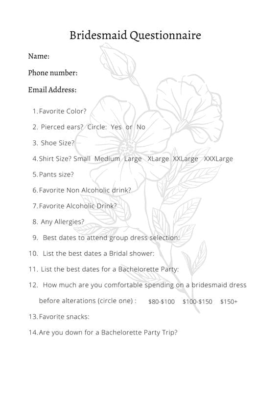 best bridesmaid survey questions