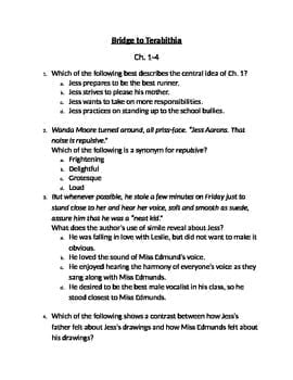best bridge to terabithia comprehension questions and answers