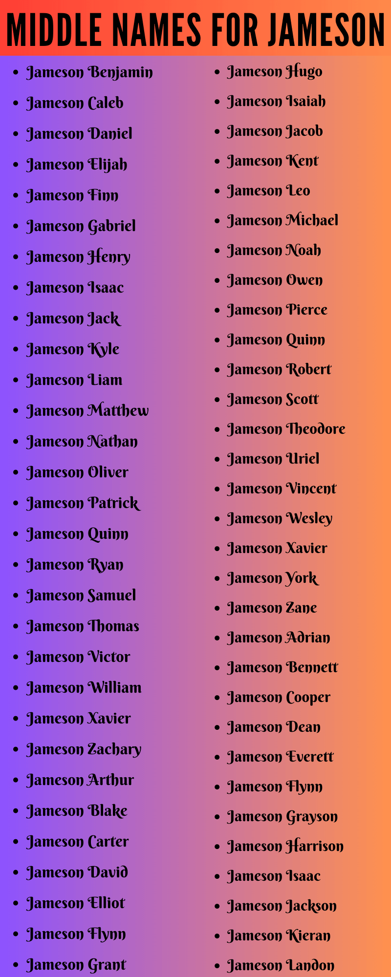 best middle name for jameson