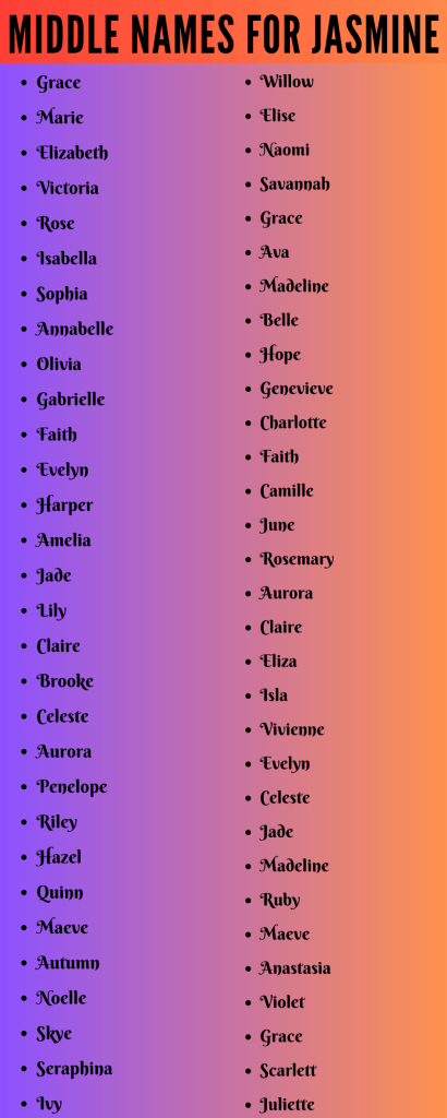 best middle name for jasmine