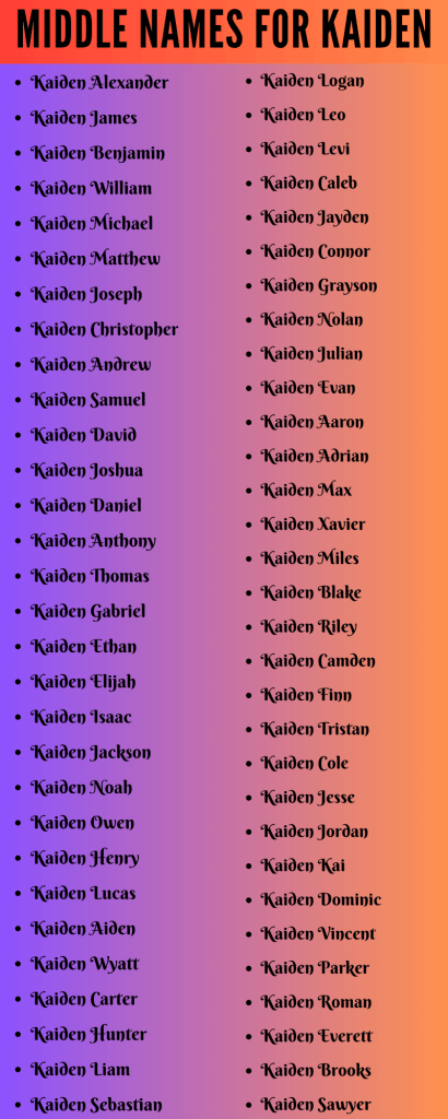best middle name for kaiden