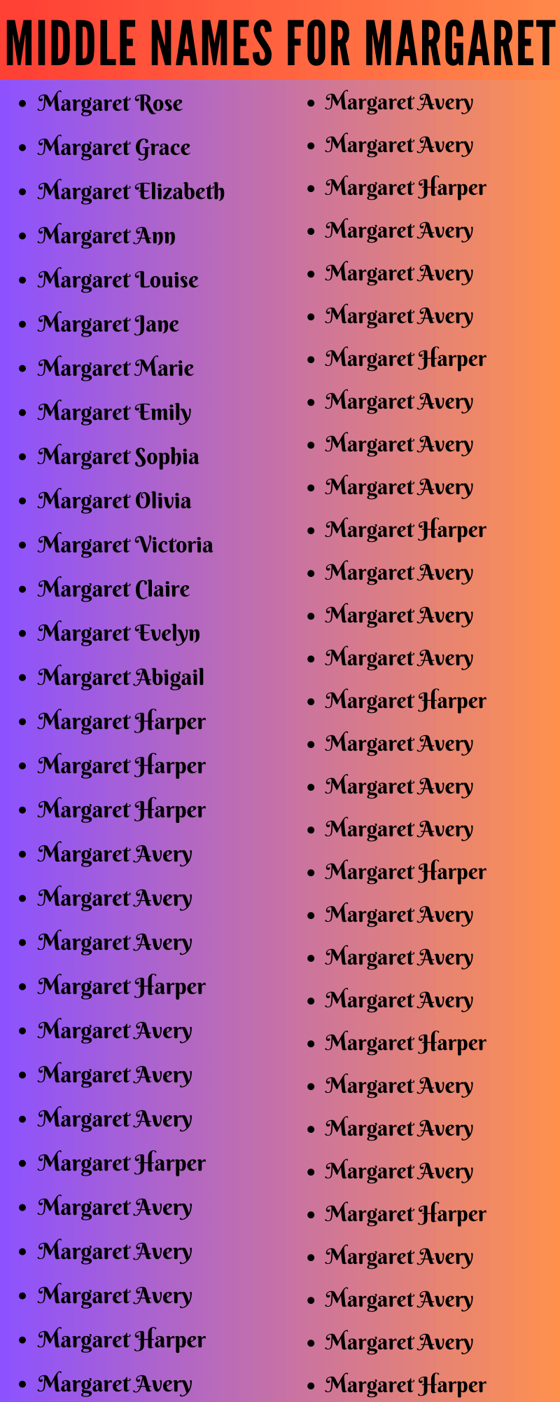 best middle name for margaret