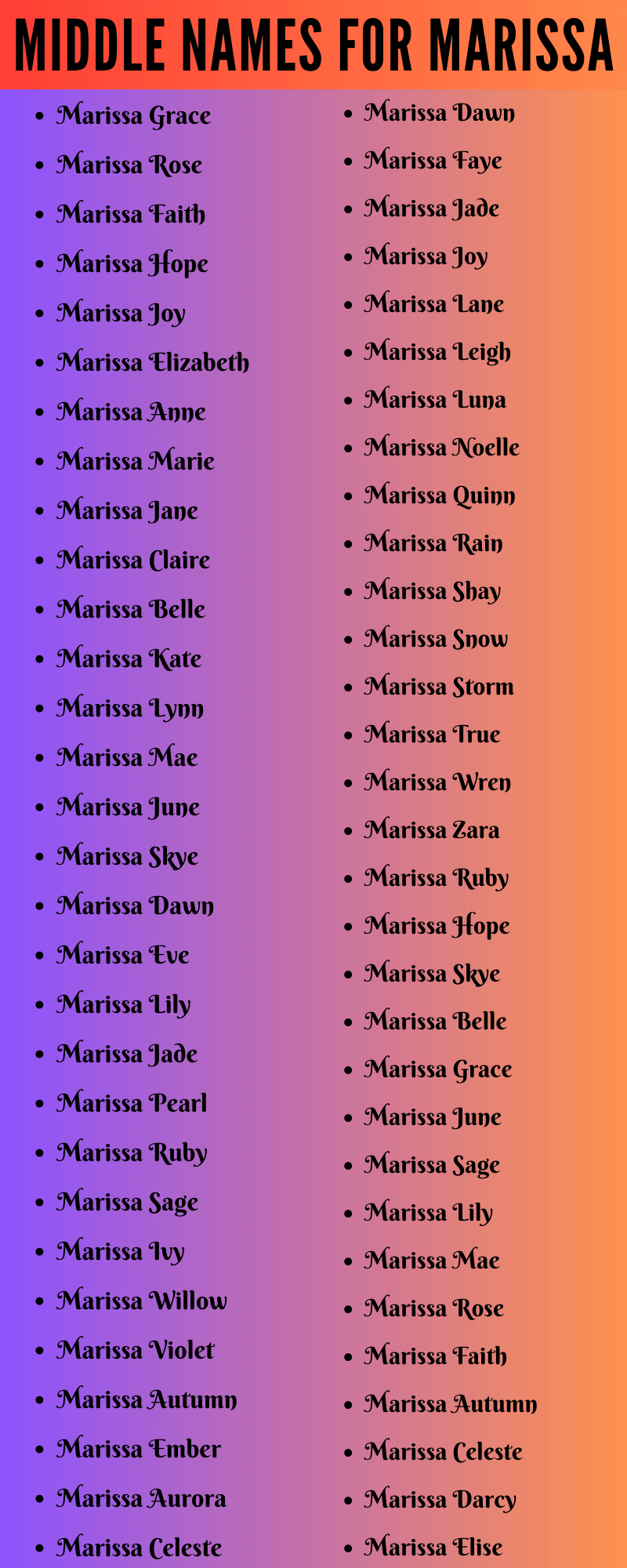 best middle name for marissa