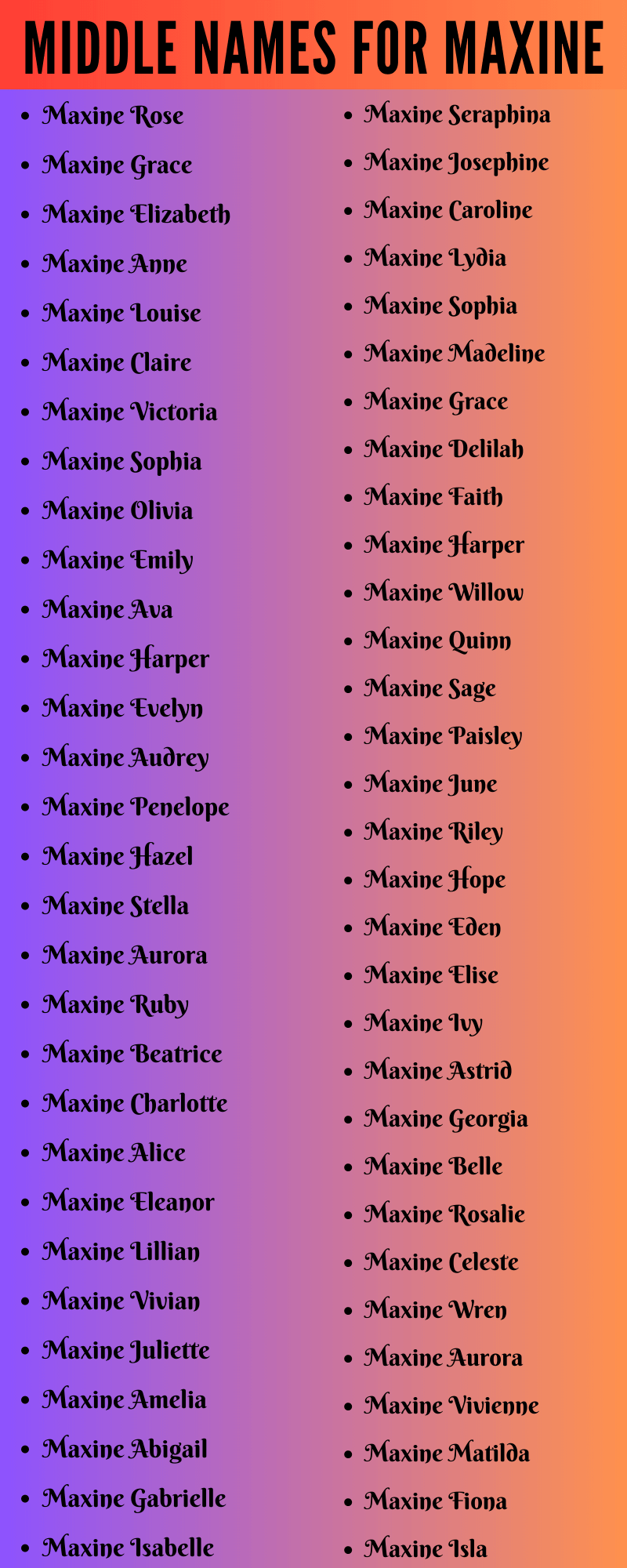 best middle name for maxine