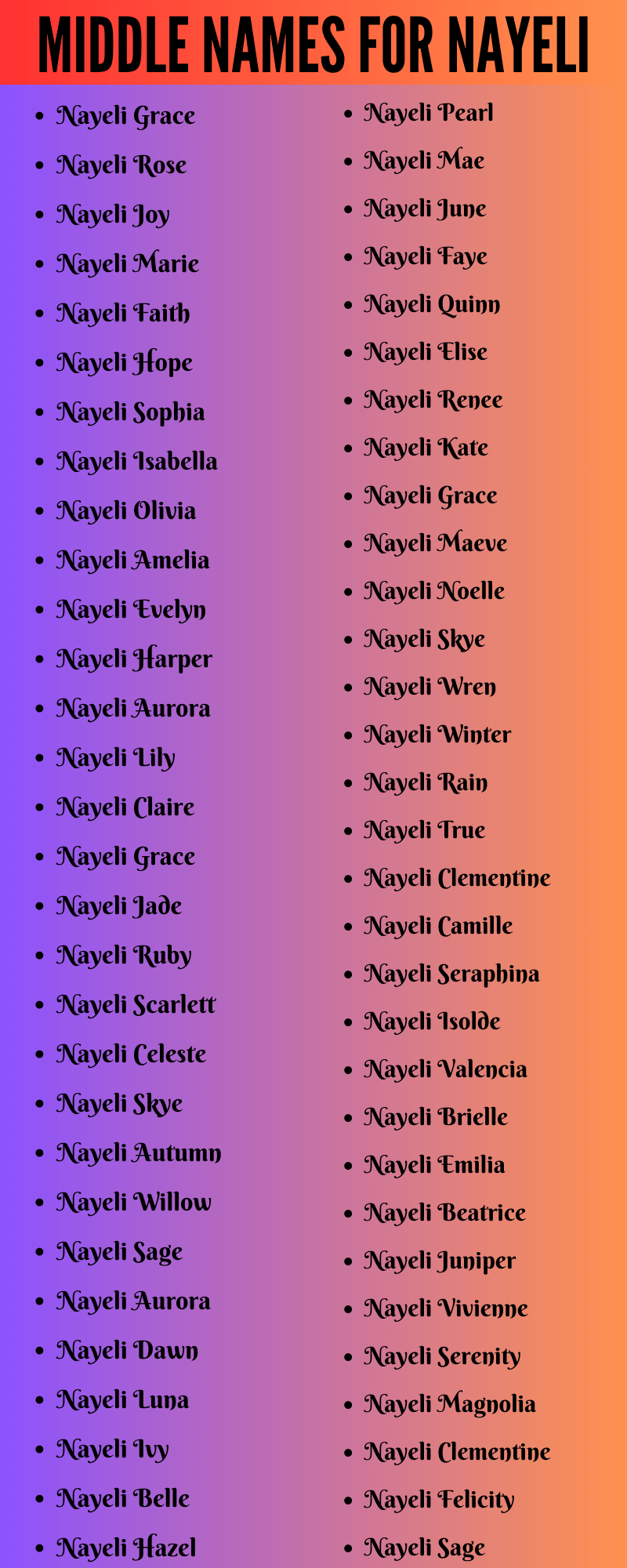 best middle name for nayeli