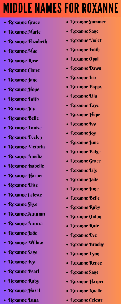 best middle name for roxanne