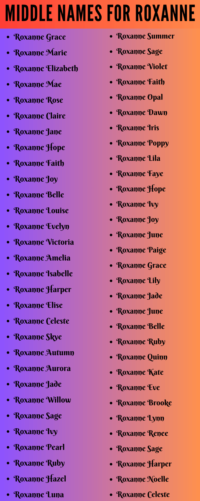 best middle name for roxanne