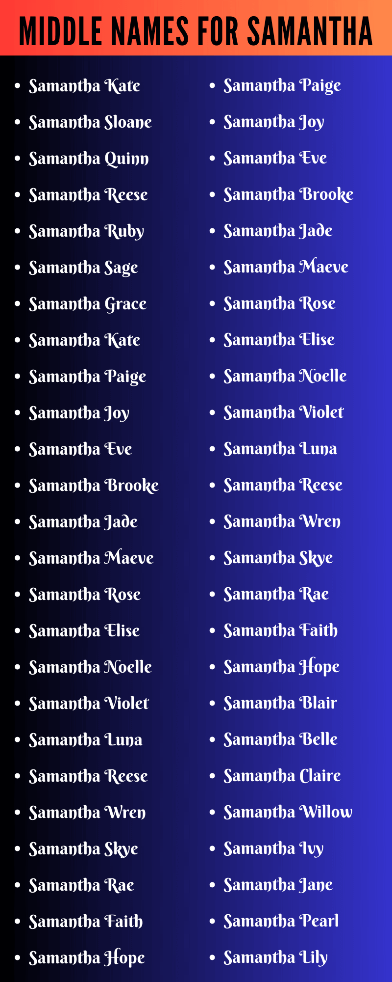 best middle name for samantha