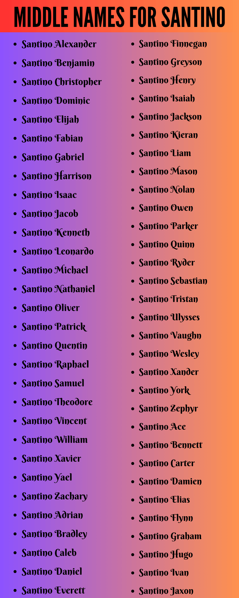 best middle name for santino