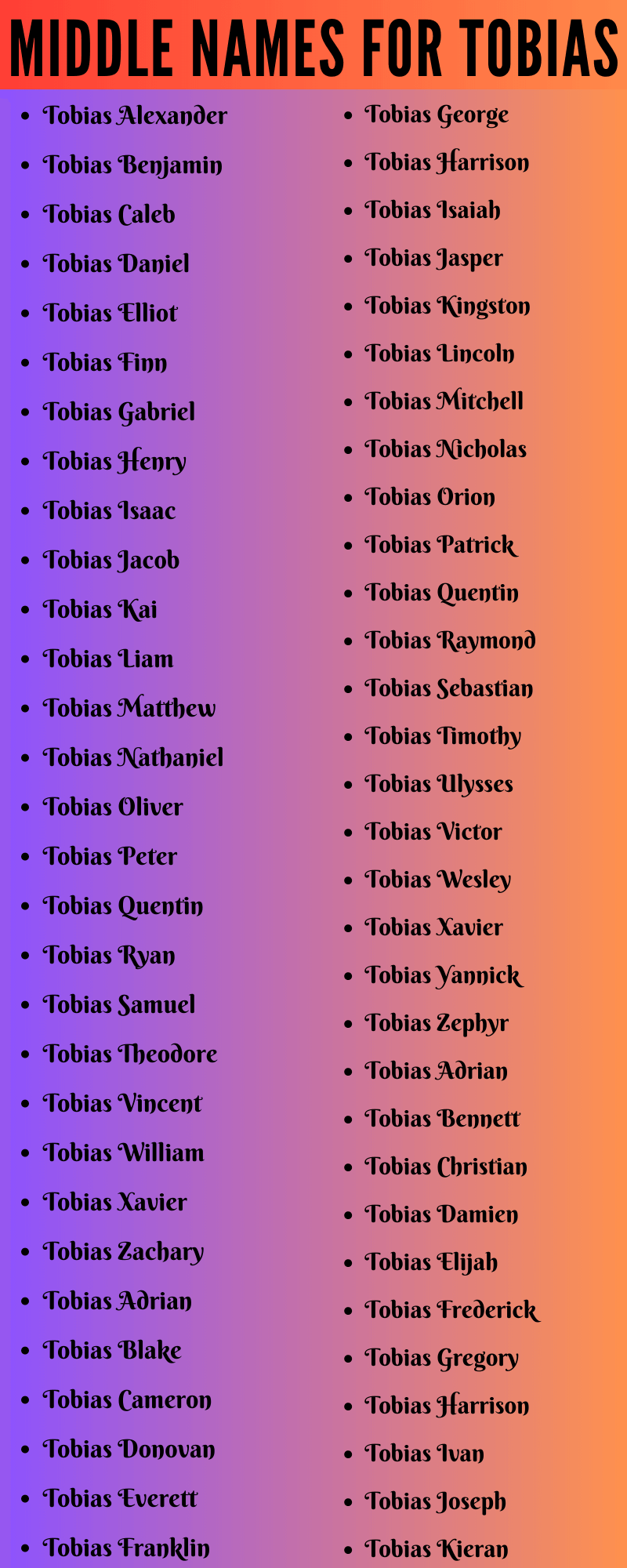 best middle name for tobias