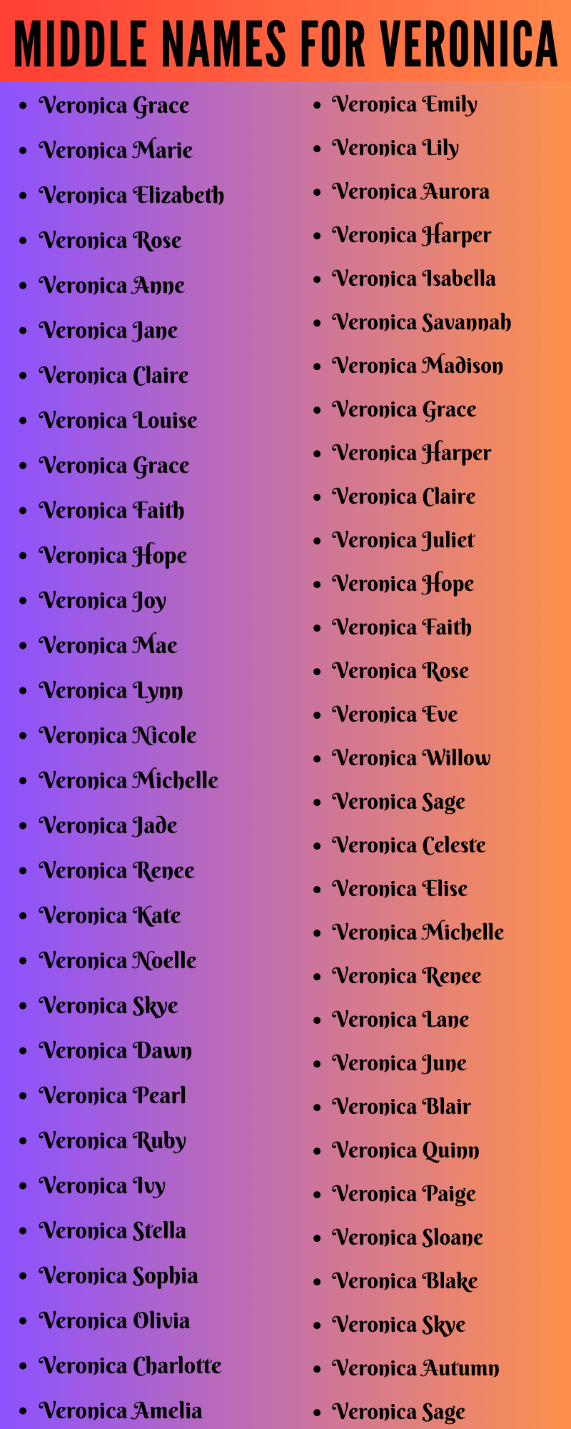 best middle name for veronica