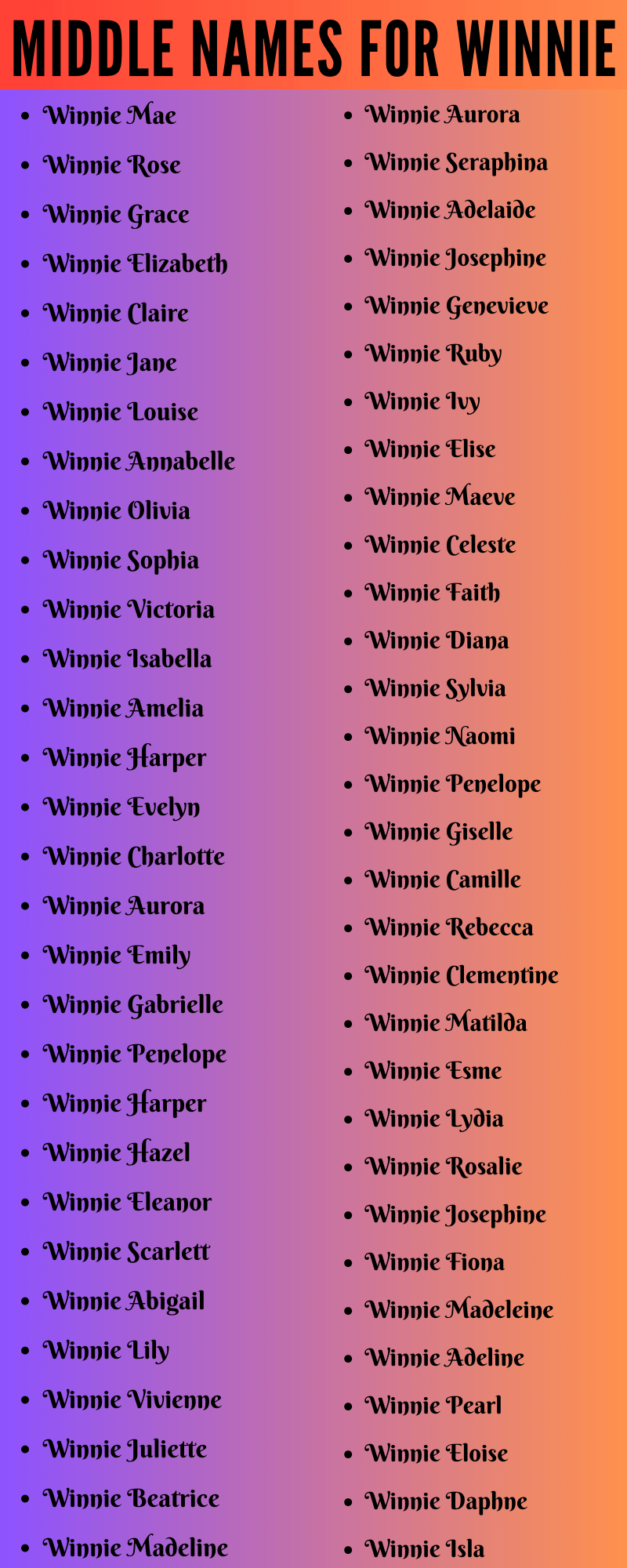 best middle name for winnie
