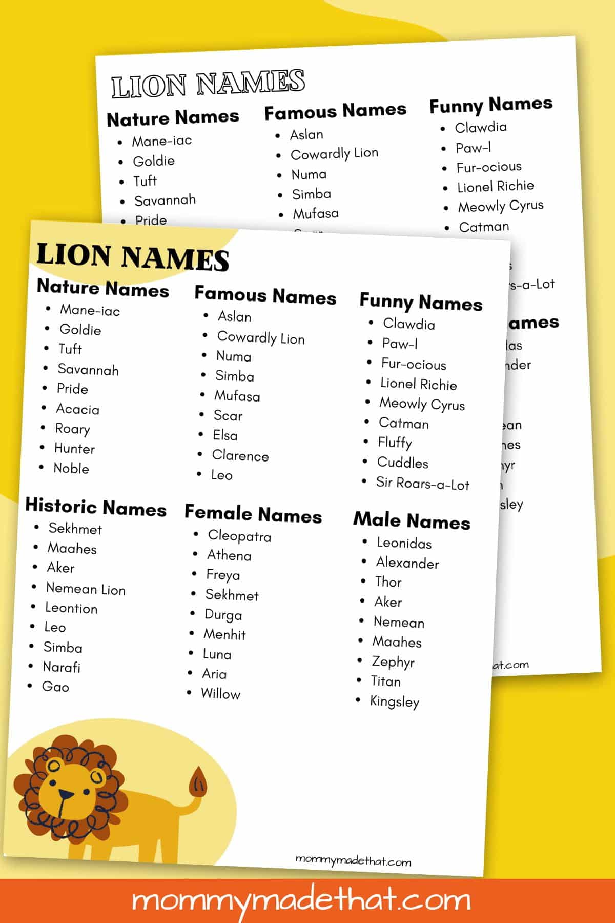 best name for a lion