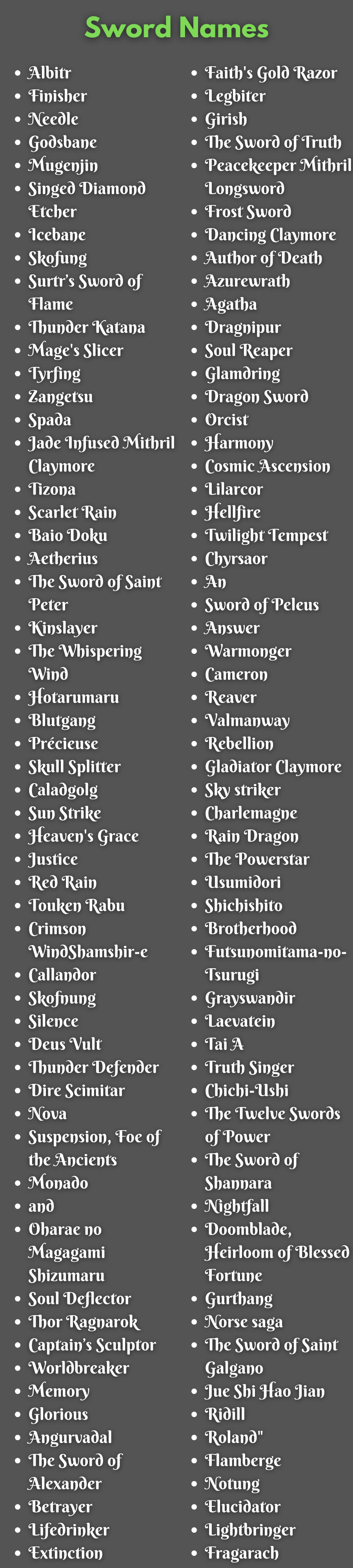 best name for a sword