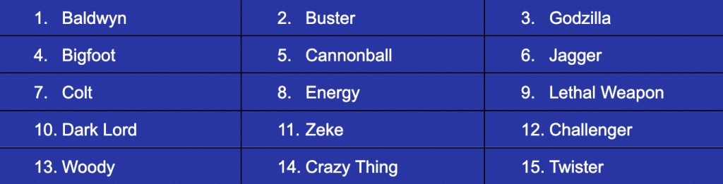 best name for a truck