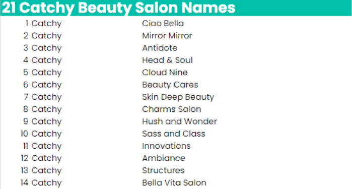 best name for beauty bar