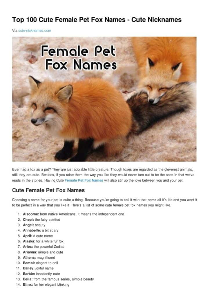 best name for fox babies