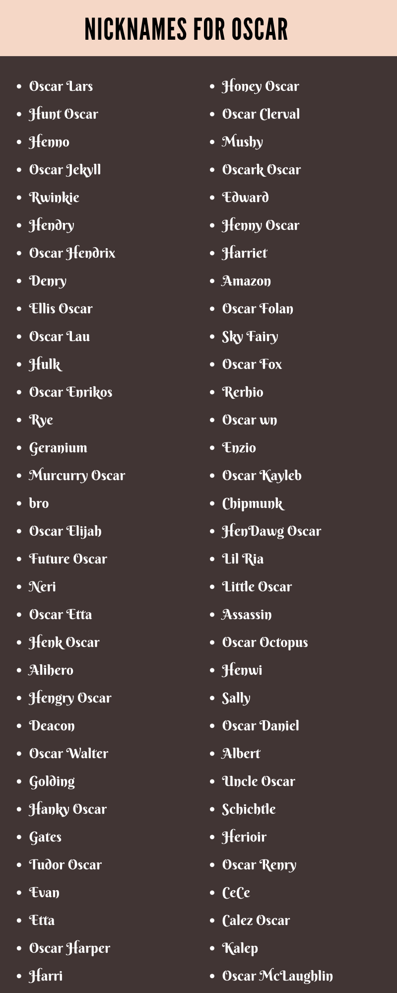 best nickname for oscar