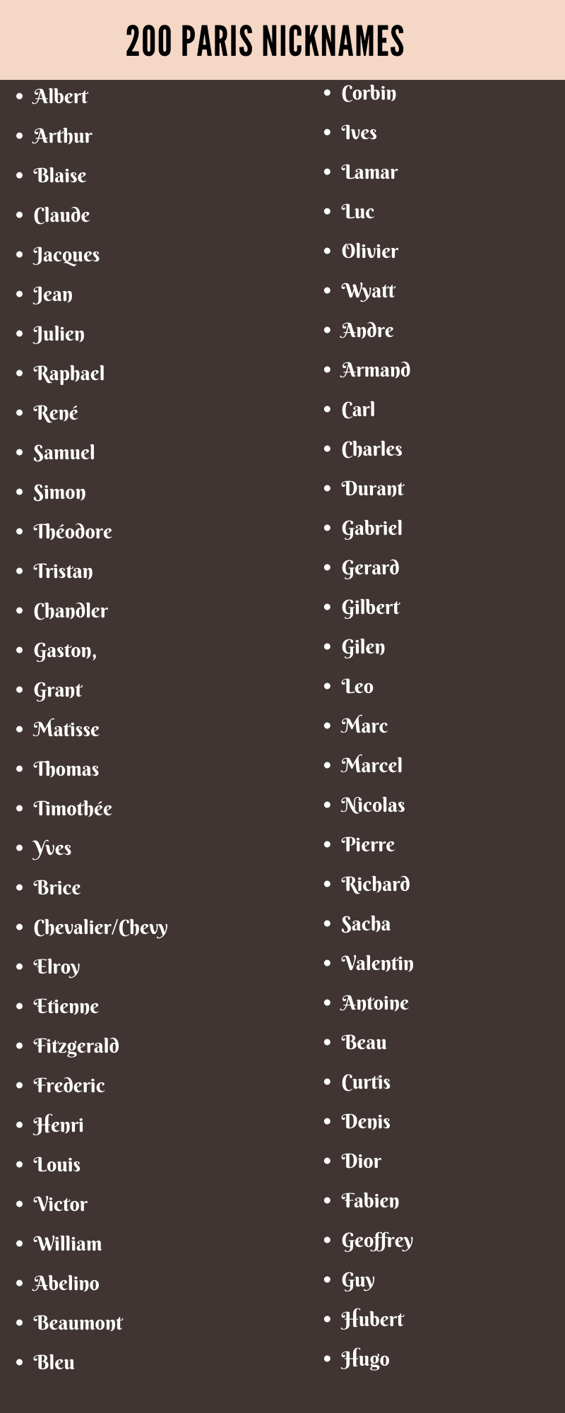 best nickname for paris