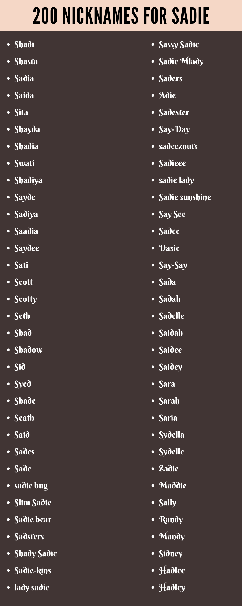 best nickname for sadie