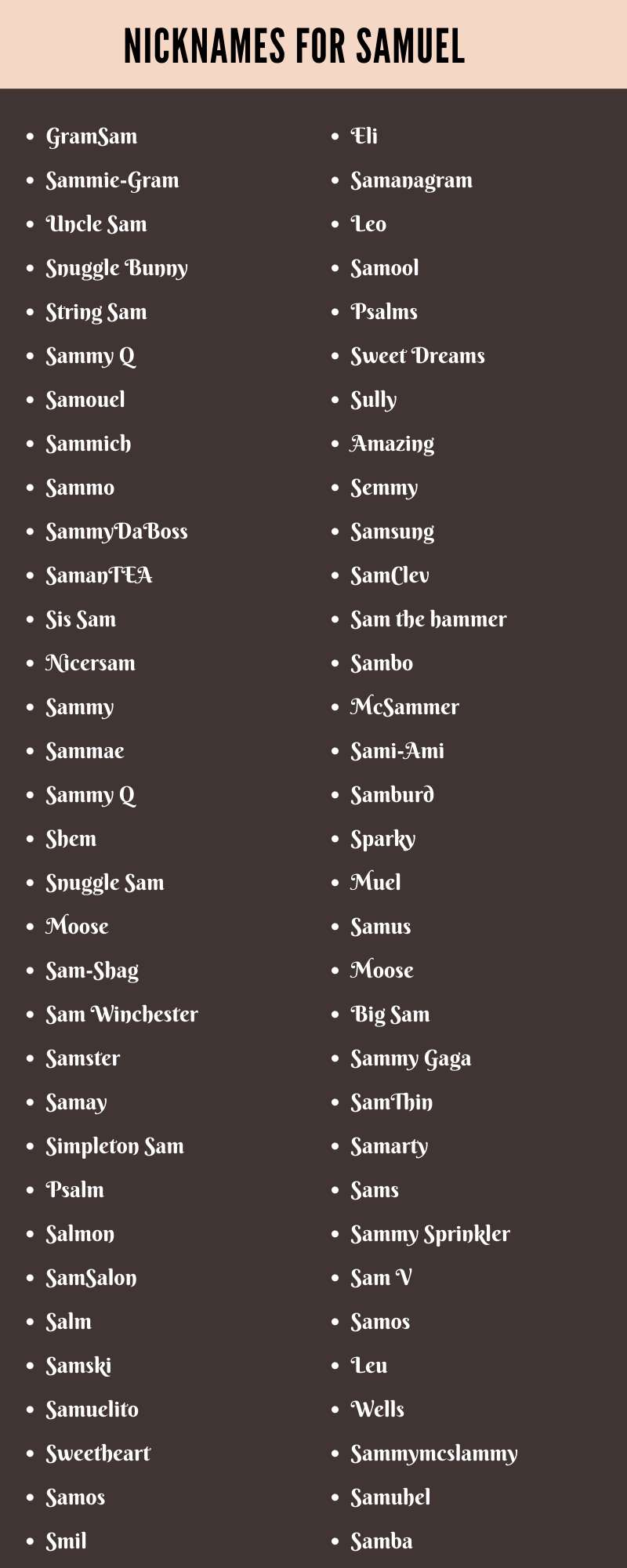 best nickname for samuel