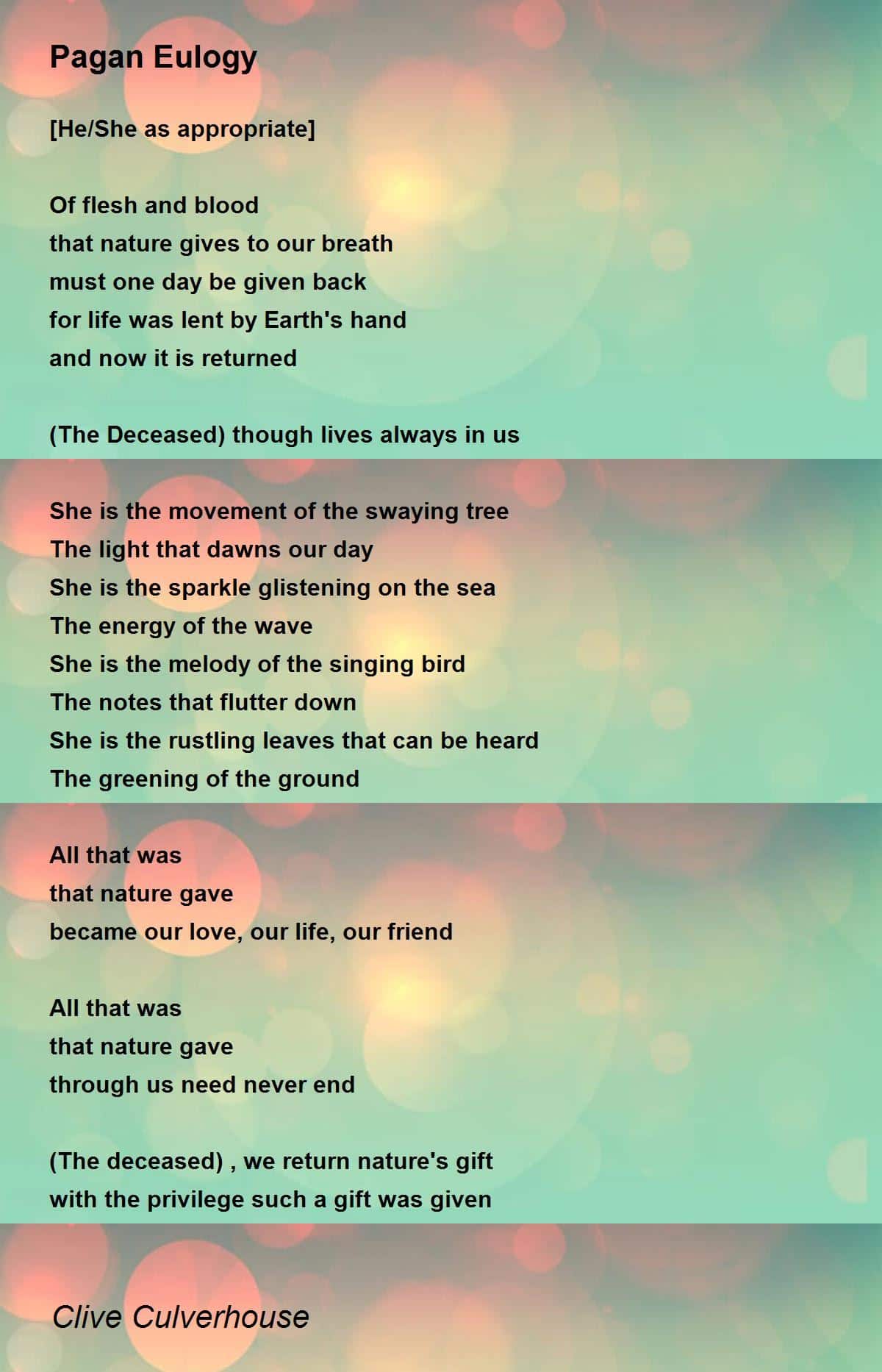 best pagan funeral poems