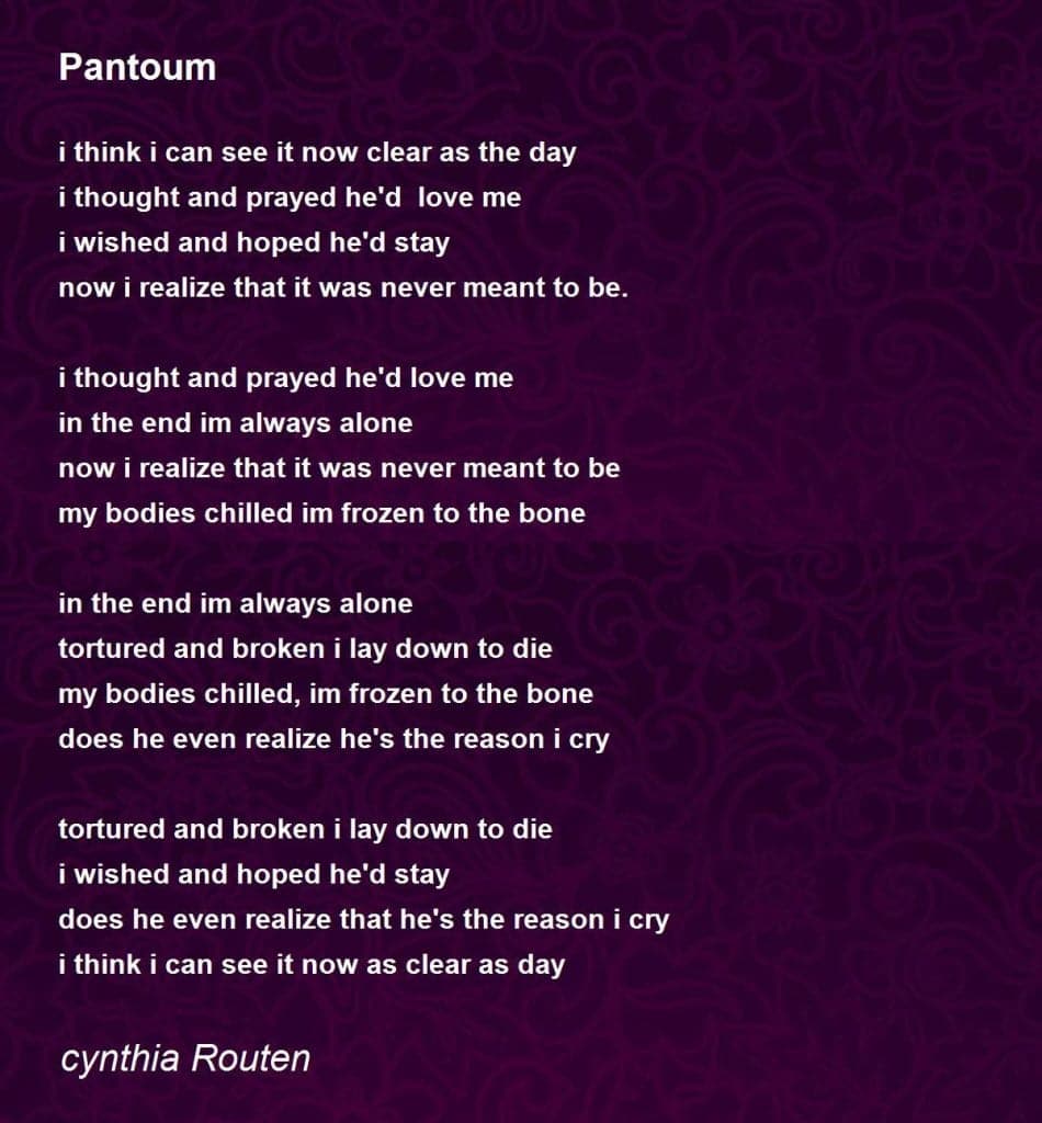 best pantoums poems