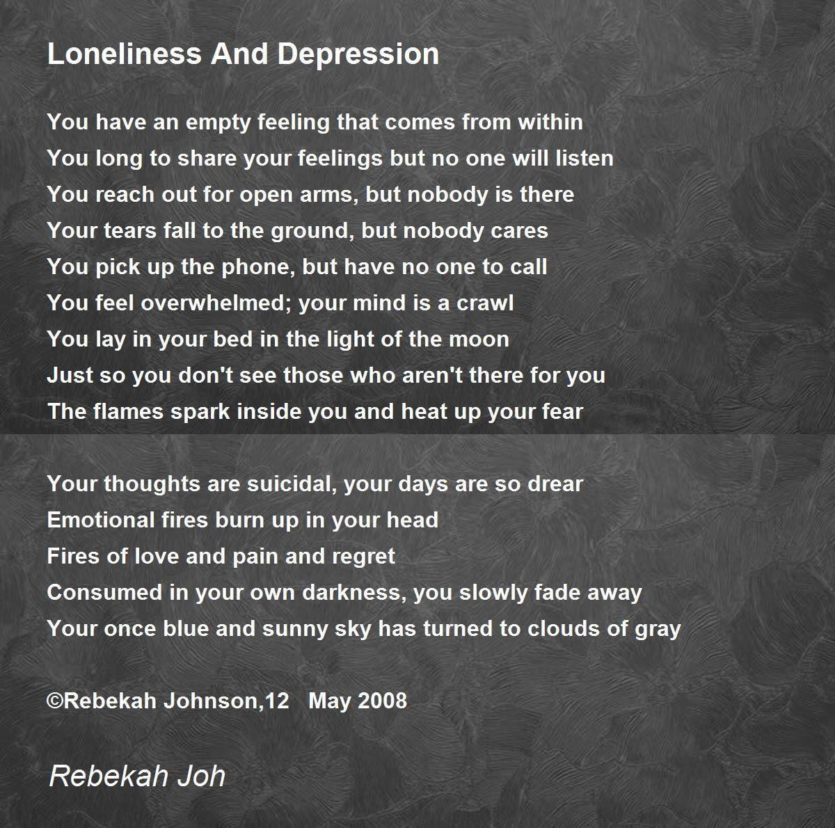 best poems about depression and loneliness