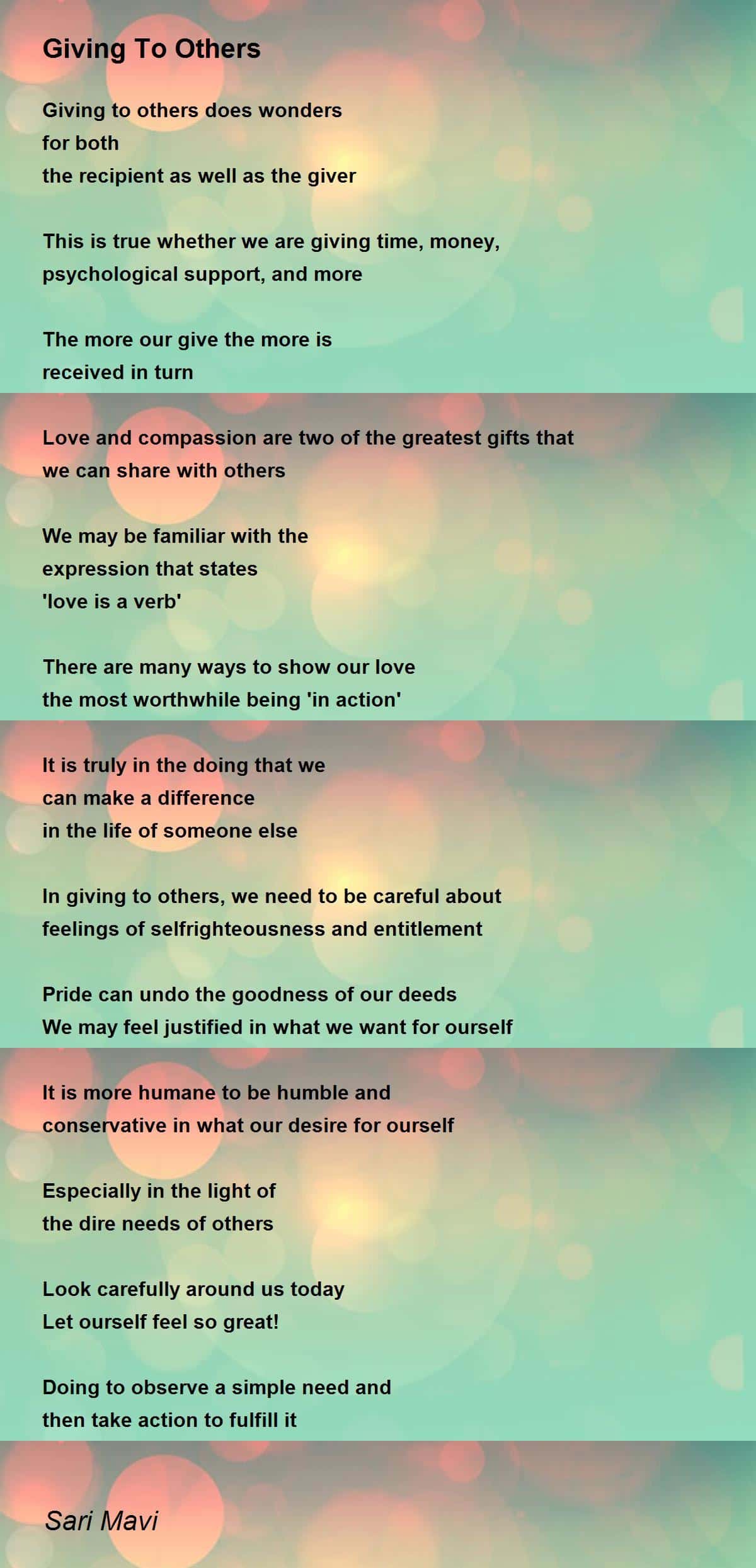 best poems about giving to others