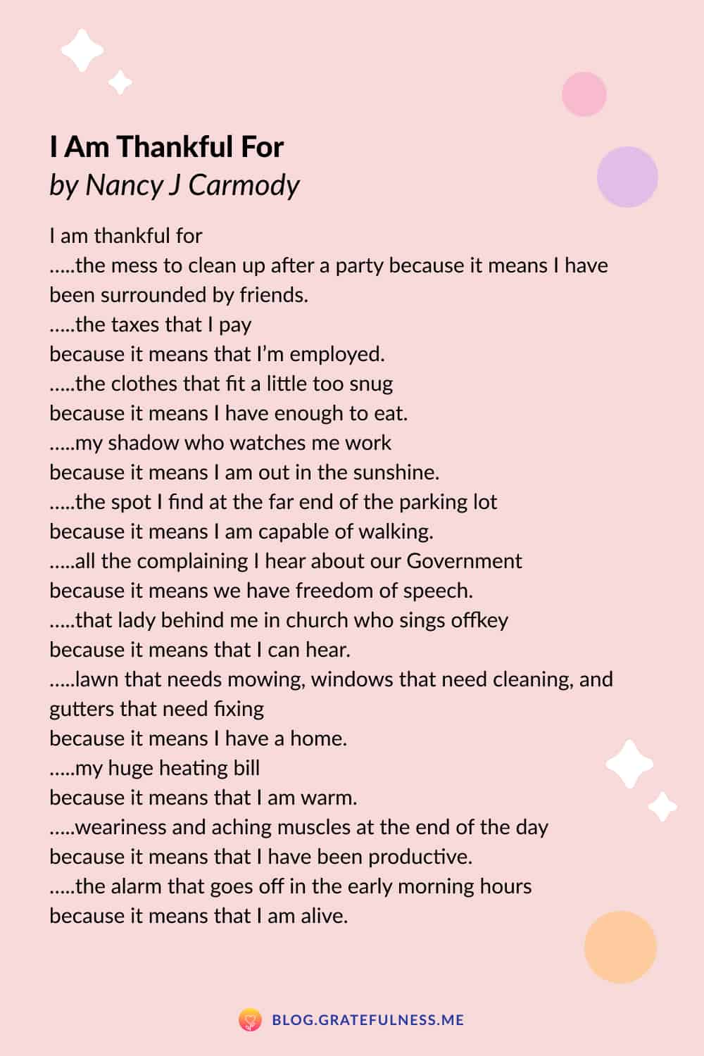 best poems about gratitude for life