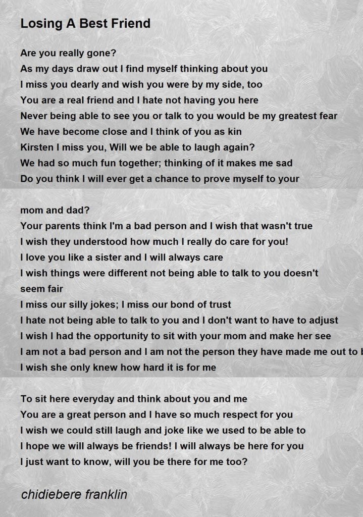 best poems about losing your friend