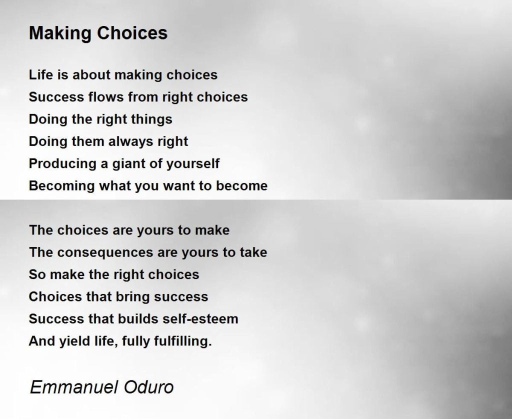 best poems about making choices