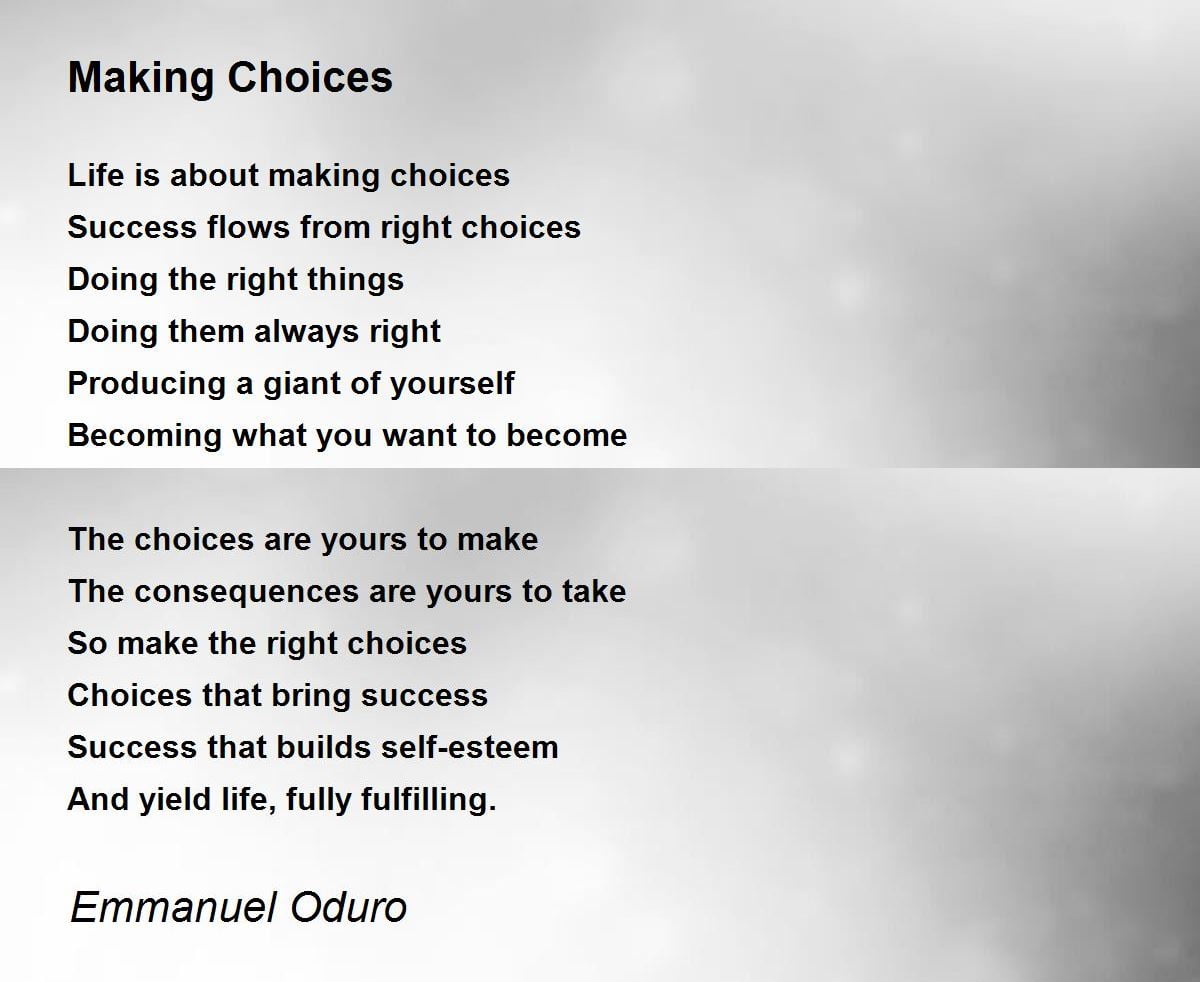best poems about making choices