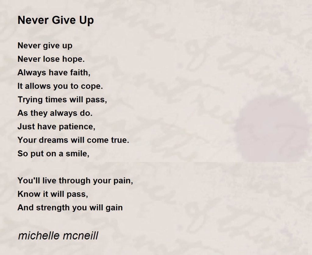 best poems about never giving up