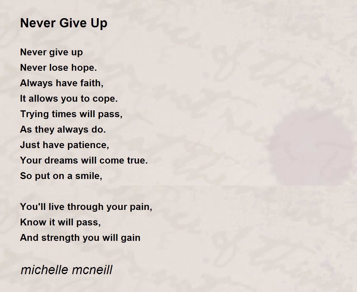 best poems about never giving up