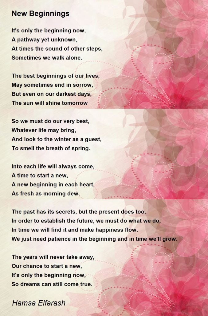 best poems about new beginnings