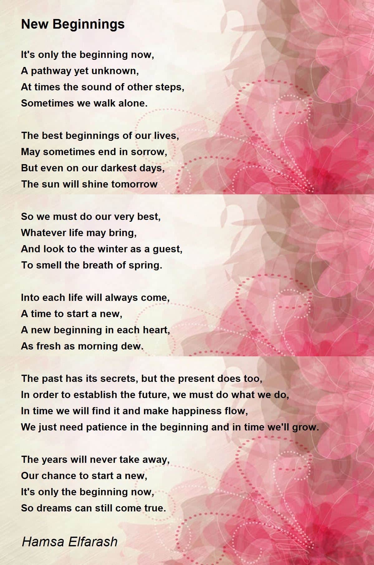 best poems about new beginnings