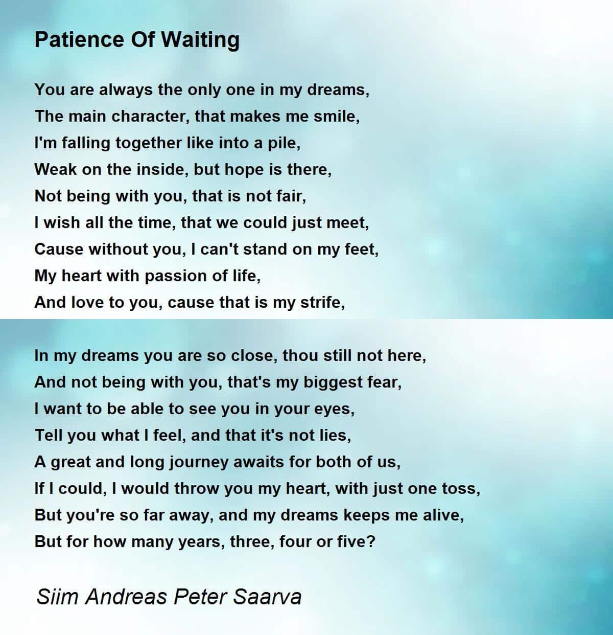 best poems about patience and waiting