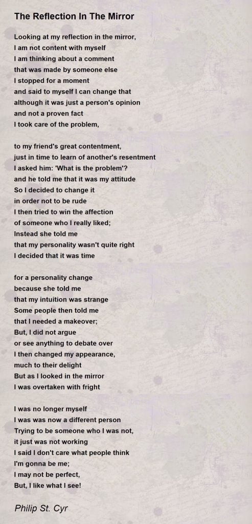 best poems about reflection in mirror