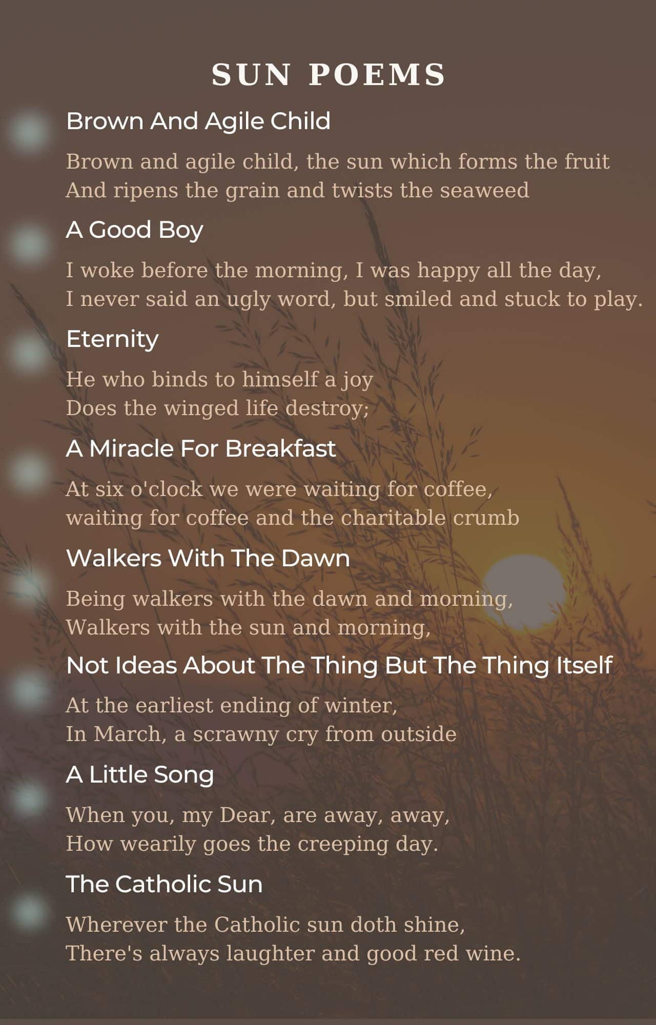 best poems about the sun