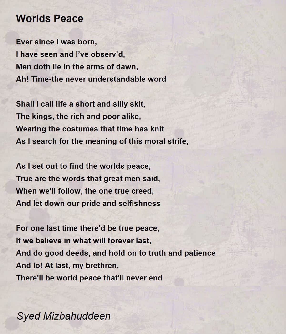 best poems about world peace