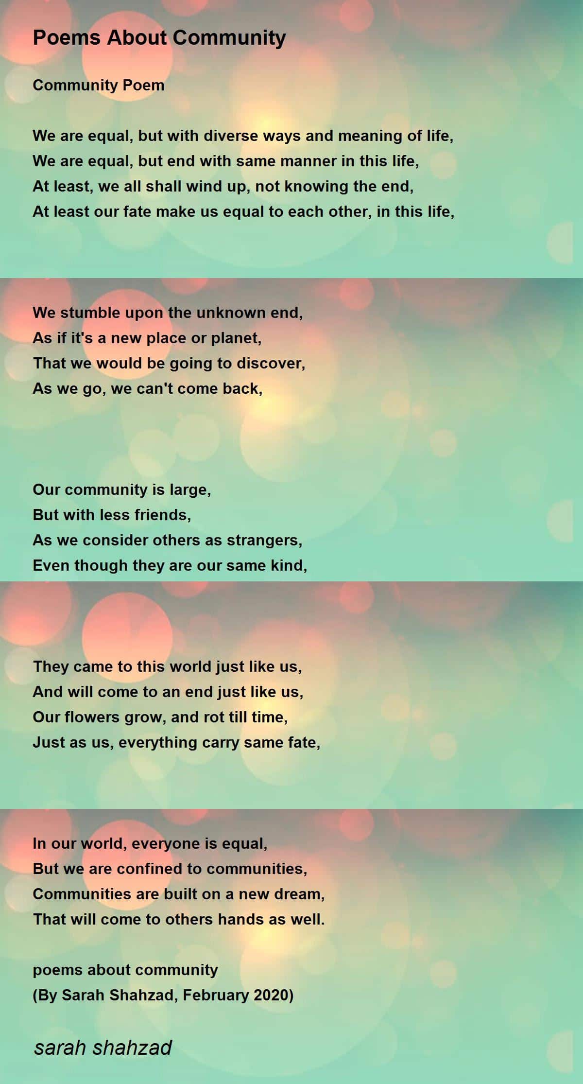 best poems on communities