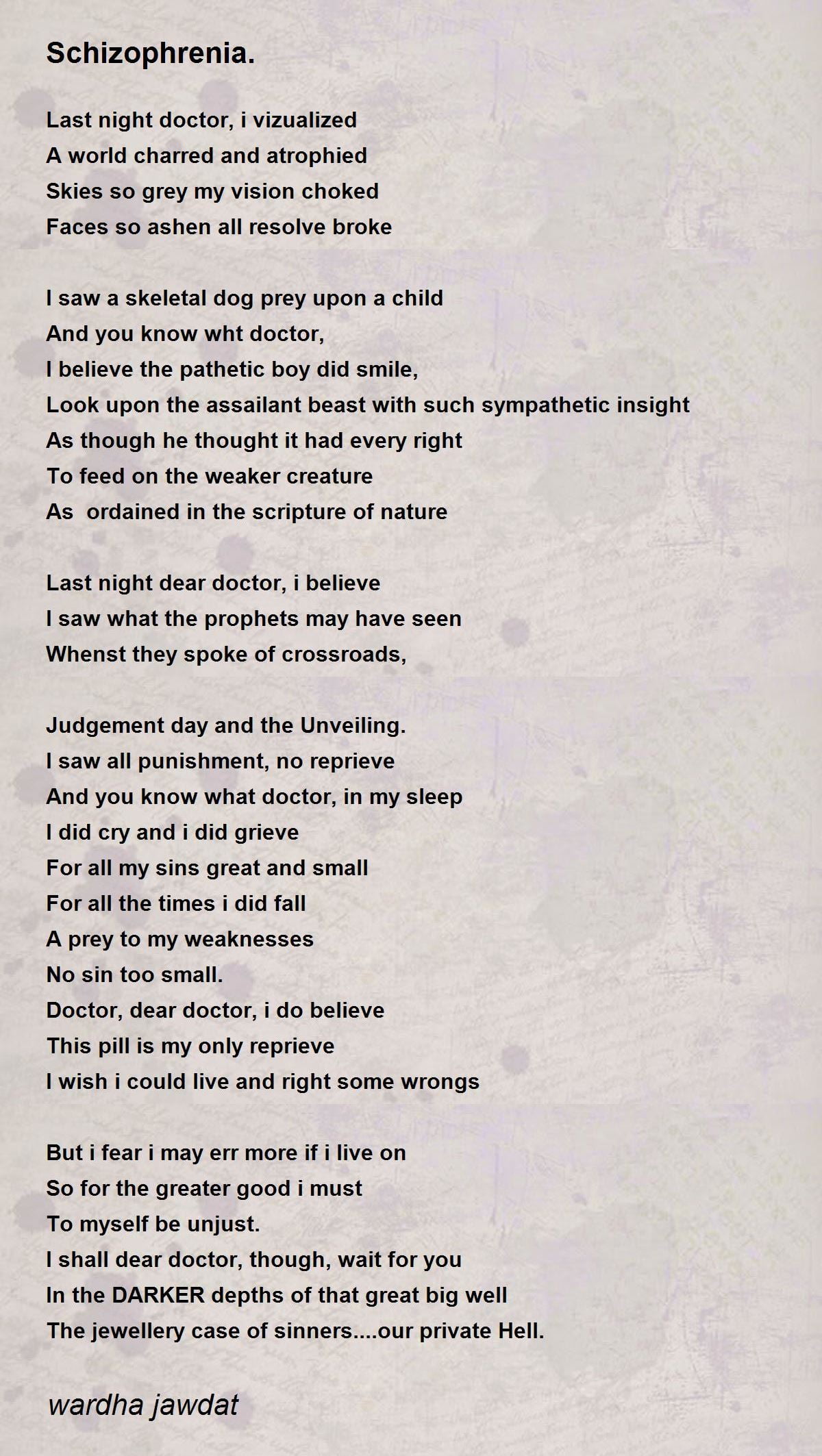 best poems schizophrenia