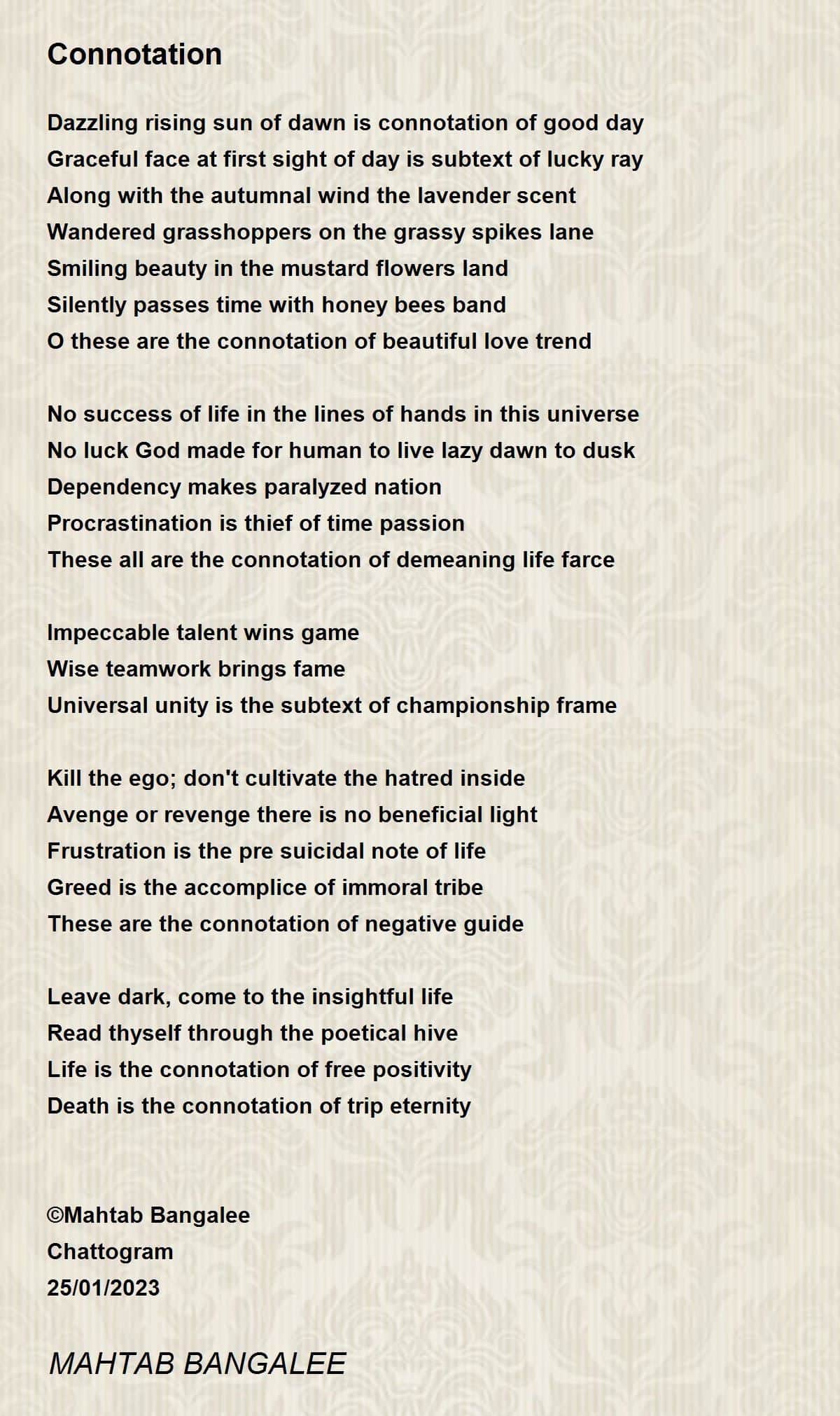 best poems with connotation