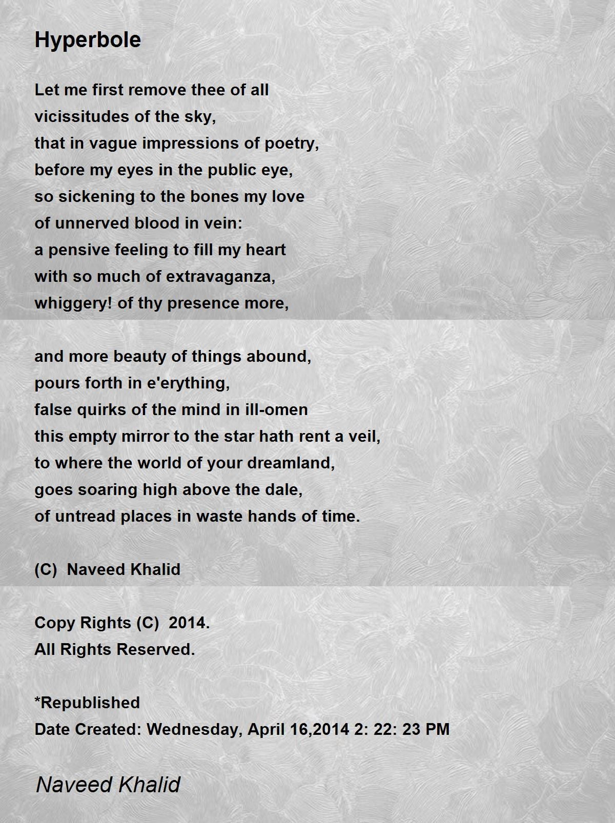 best poems with hyperbole