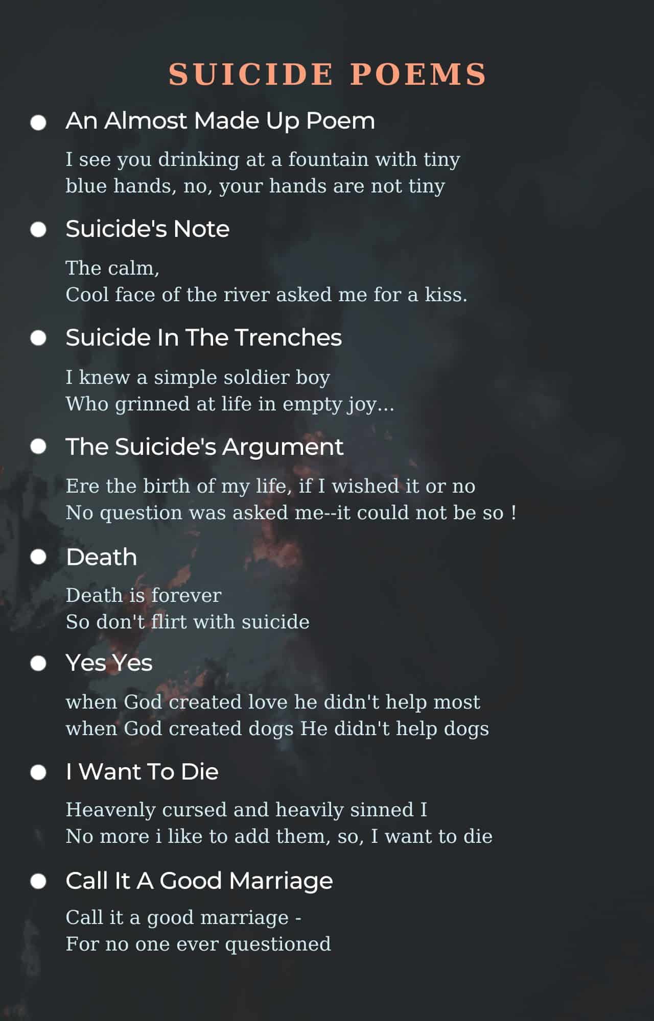best sad poems about suicidal thoughts