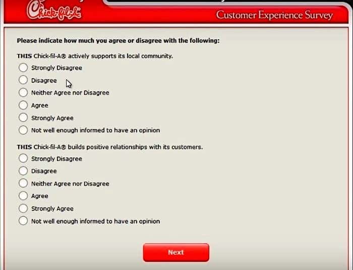 best chick fil a survey questions