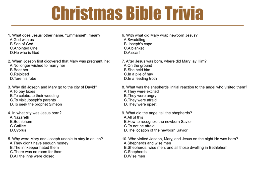 best christmas bible questions